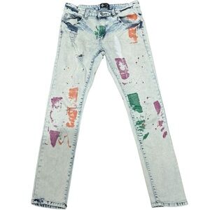 Road Narrows Paint Splatter Jeans | Men’s Size 32 | Y2K Acid Wash Streetwear